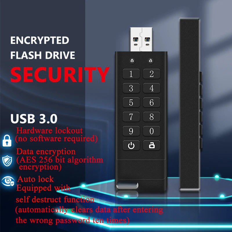 Encrypted USB Flash Drive 8GB 16GB 32GB 64GB Password Key Secure U Disk USB2.0 Portable Hardware for Business and Private