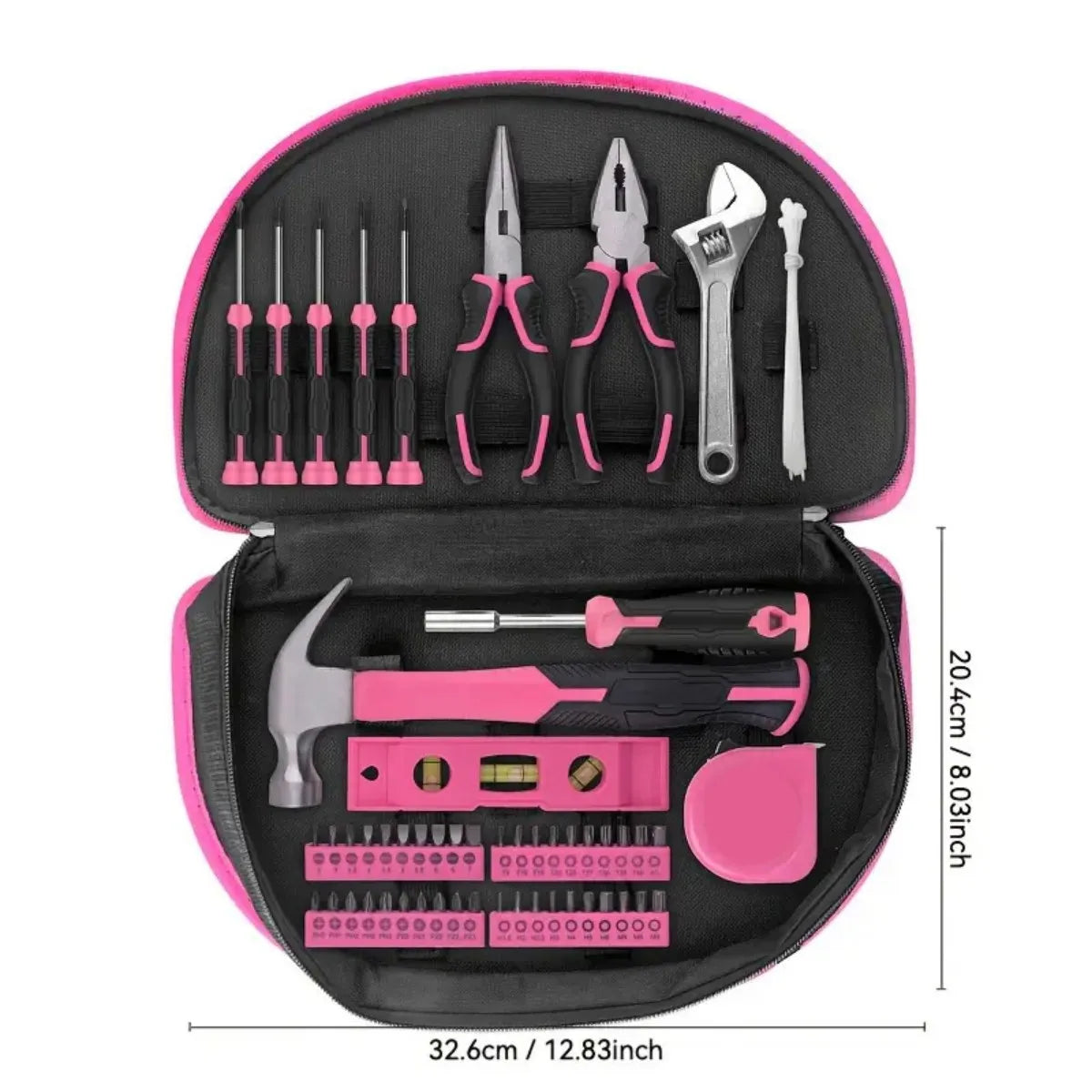 63pcs Pink Home Repair Tool Set for Women with Durable Metal Hand Tools, DIY Household