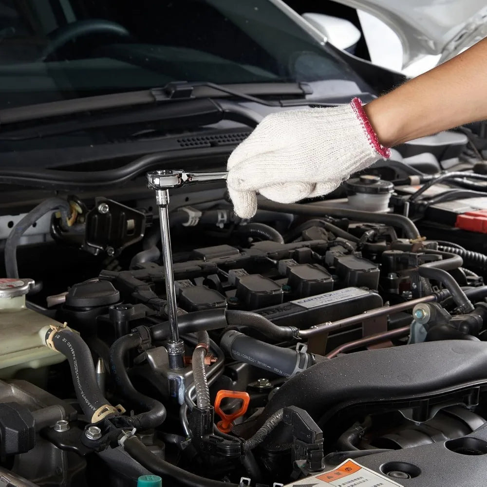 VEVOR Mechanics Tool Set and Socket Set, 1/4 3/8 1/2 Drive Deep and Standard Sockets, 450 Pcs SAE and Metric Mechanic Tool Kit w