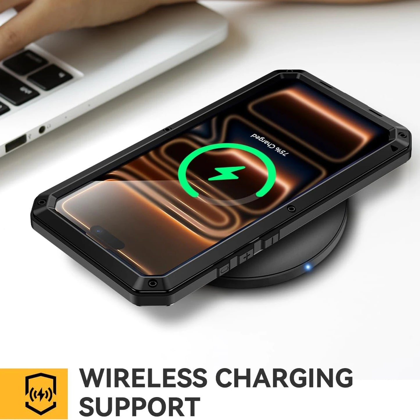 for iPhone Air 17 Pro Max 17 Pro 17 Metal Case, Heavy Duty Shockproof Tough Rugged Case with Built-in Glass Screen Protector