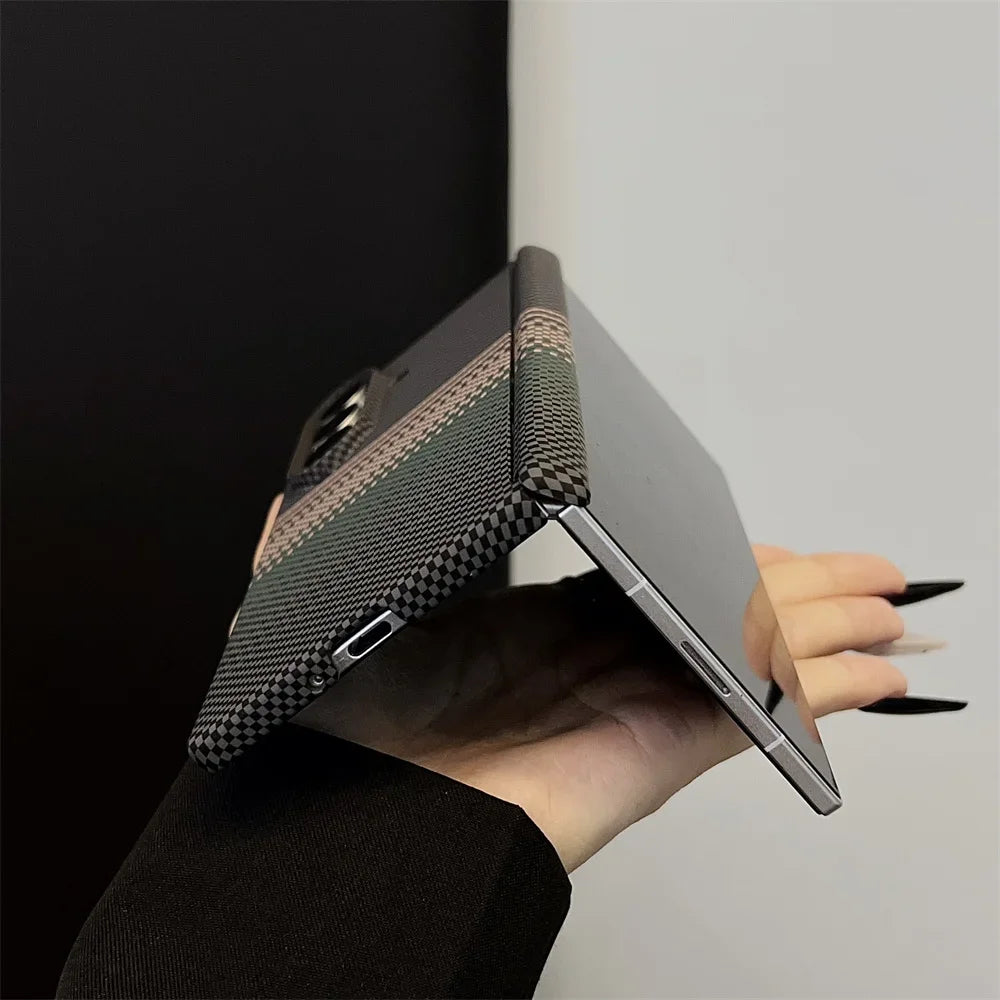 Luxury Kevlar Carbon Fiber Magnetic Phone Case For Samsung Z Fold 7 and Huawei X6 X5 Magic V5 or Vivo Fold 5 3 Pro Back Cover