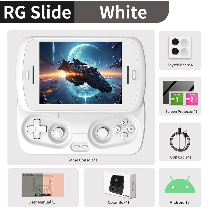 Anbernic RG Slide Retro Handheld Game Console 4.7" LTPS In-Cell Android Video Gaming Player Supports AI Assistant 1080p-Port Out