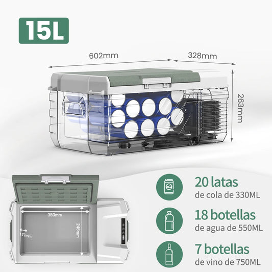 Alpicool NL15 15L Portable Car Refrigerator 12 Volt Mini Fridge Freezer 12/24V DC 100-240V AC Cooler Ice Box for Truck Camping