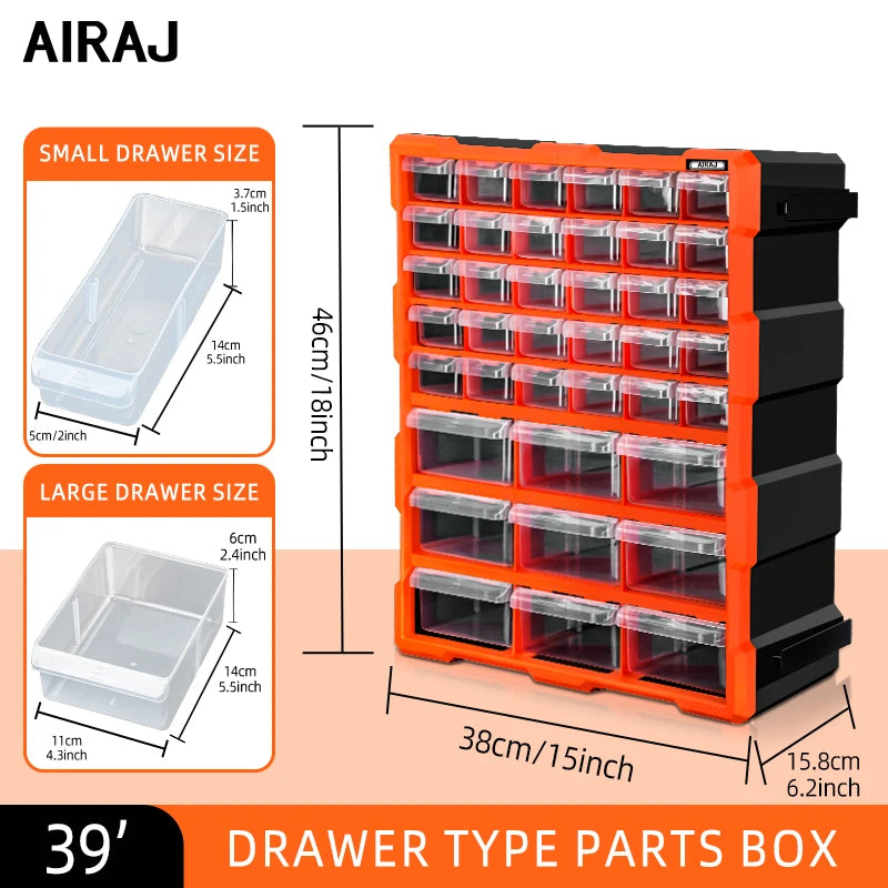 AIRAJ 39 Multi-grid Drawer Parts Box Wall-mounted Screw Classification Component Tool Box Case electronic components Storage Box