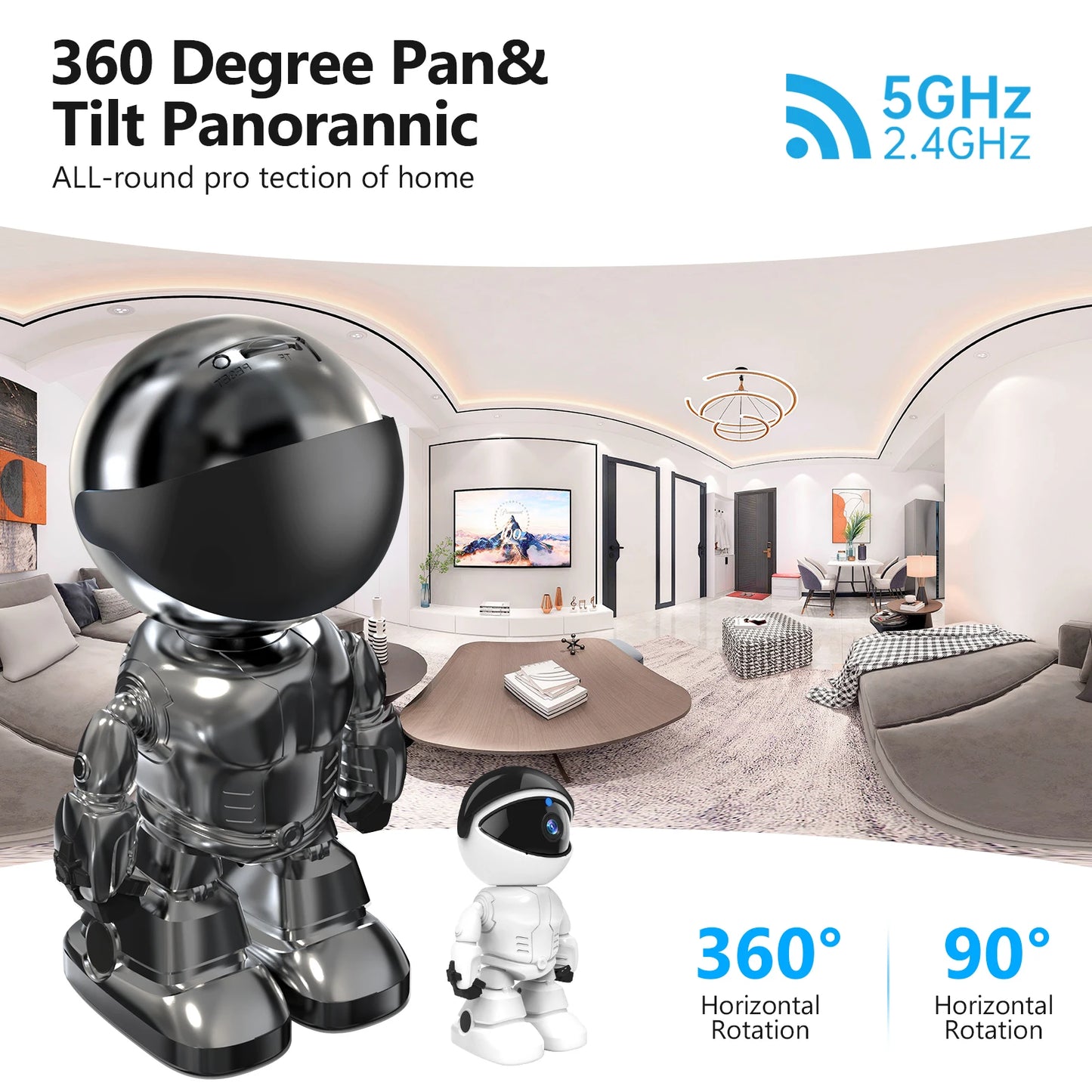 WESECUU 1080 HD Robot Camera Wifi 3MP Indoor Home Security Camera Night Vision Two Way Audio Auto Tracking Indoor Baby Monitor