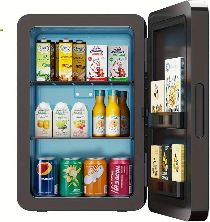 22L/30Cans Mini Fridge for Bedroom, 12v DC Portable Cooler & Warmer, Mini Refrigerator with Glass Front, for Car Office Desk & D