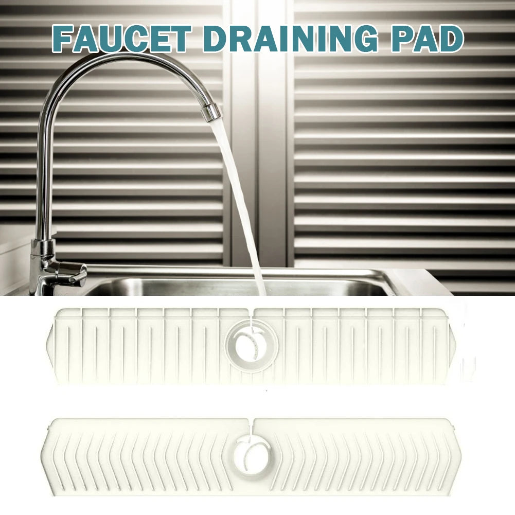 Silicone Kitchen Sink Splash Mat Easy To Install Behind Faucet Protector Mat Fast Drainage for Kitchen Counter Bathroom