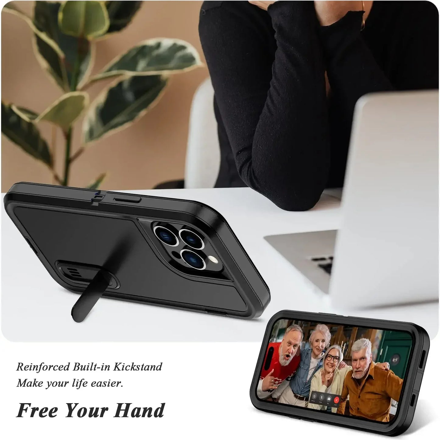 Case For iPhone 16e 16 11 13 12 14 15 Pro Max Plus XR Heavy Duty Shockproof Anti-Scratch Rugged Protective with Kickstand Cover