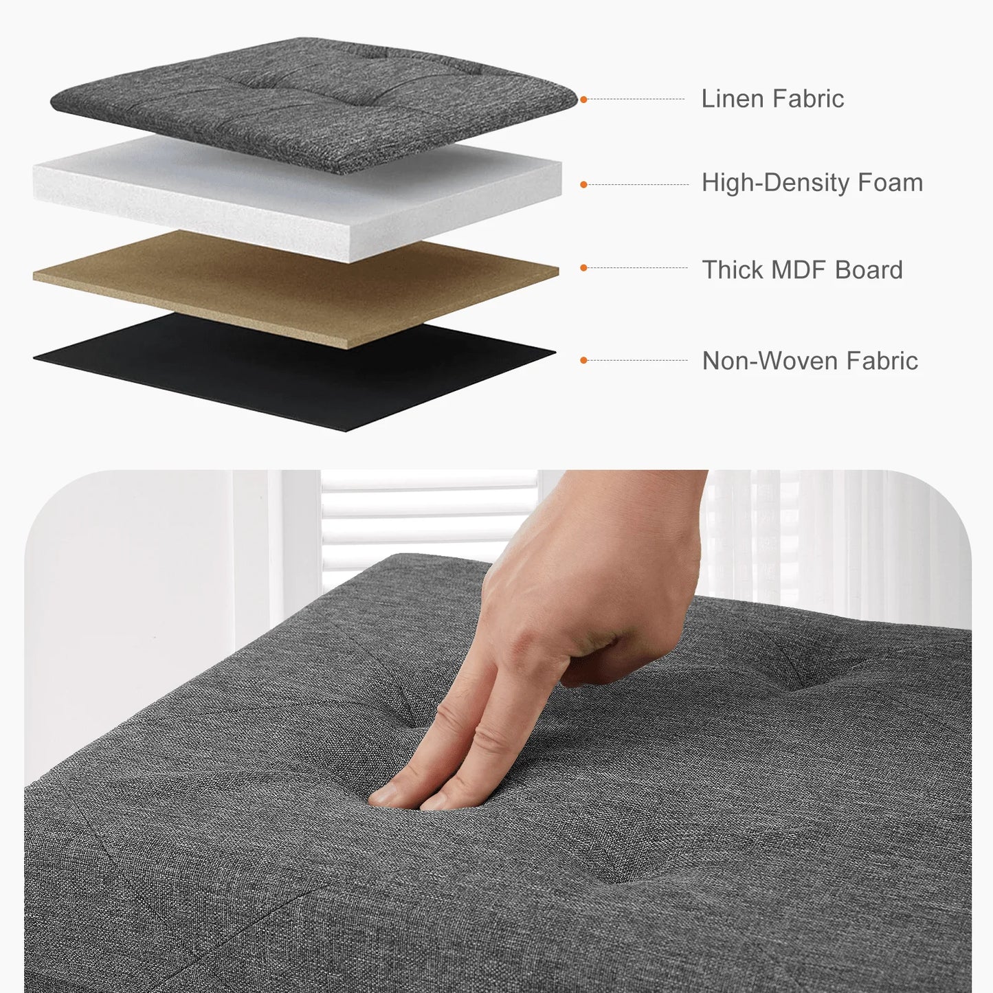 43 Inches Ottoman Bench Foldable Storage Chest Toy Organizer Box,Foot Rest Stool With Foam Sea