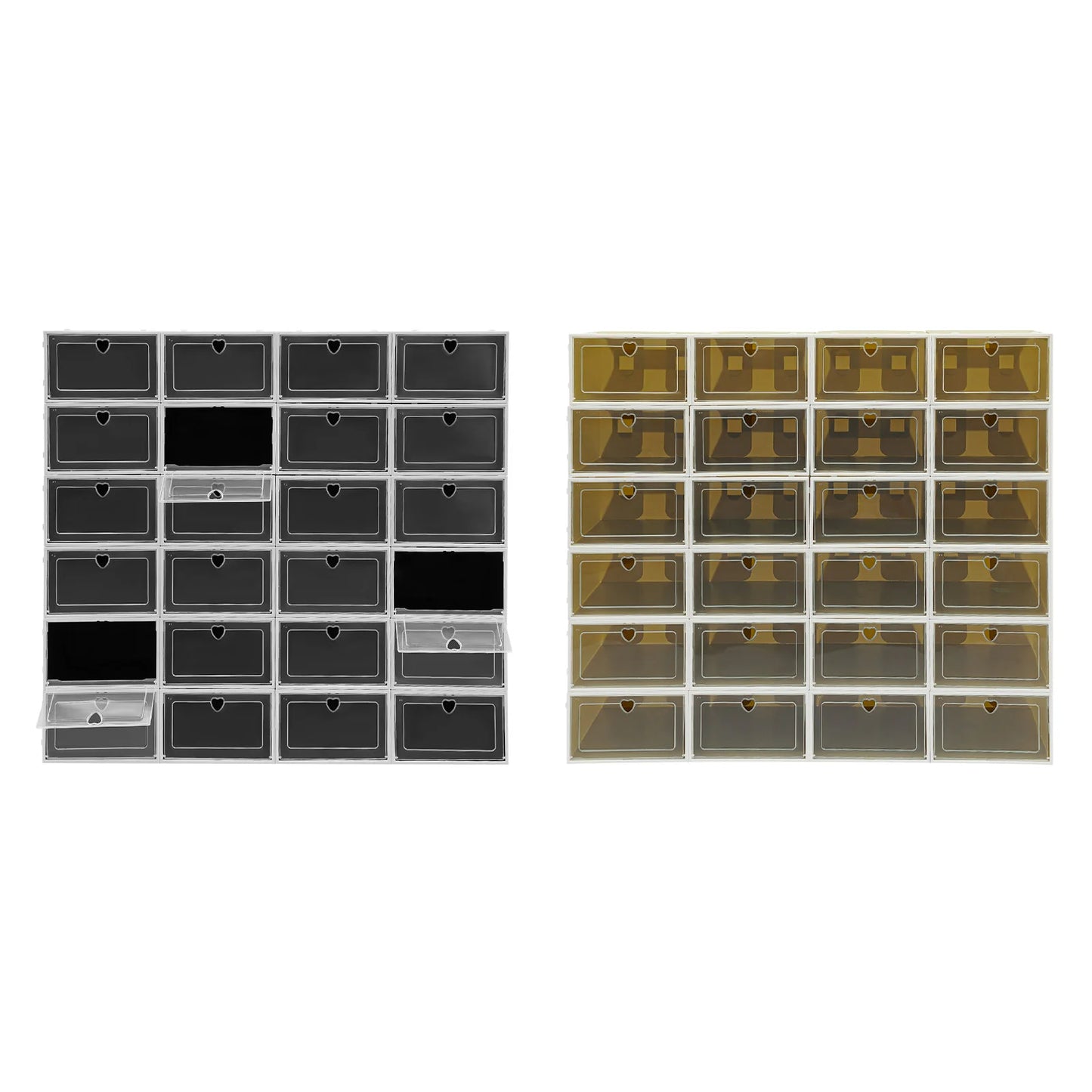 24 Pack Foldable Shoe Box Organizer Stackable Clear Shoe Boxes Plastic Sneaker Shoe Display Case
