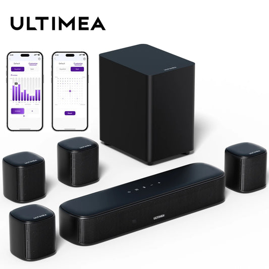 ULTIMEA 7.1 Channel Virtual Surround Soundbar,Home Theater TV Speakers ,Peak Power 330 Watts,Smart App Control, Aura A40, Black