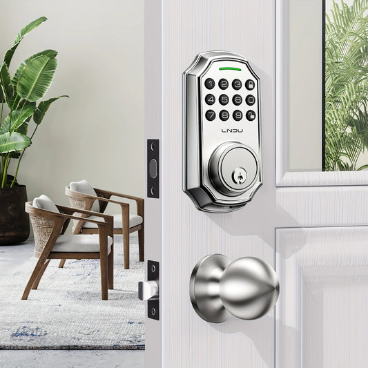 LNDU Smart Lock D180 100 Entry Codes Electronic Keypad Deadbolt Anti-Peeping Password One Touch Auto-Locking Security Door Lock