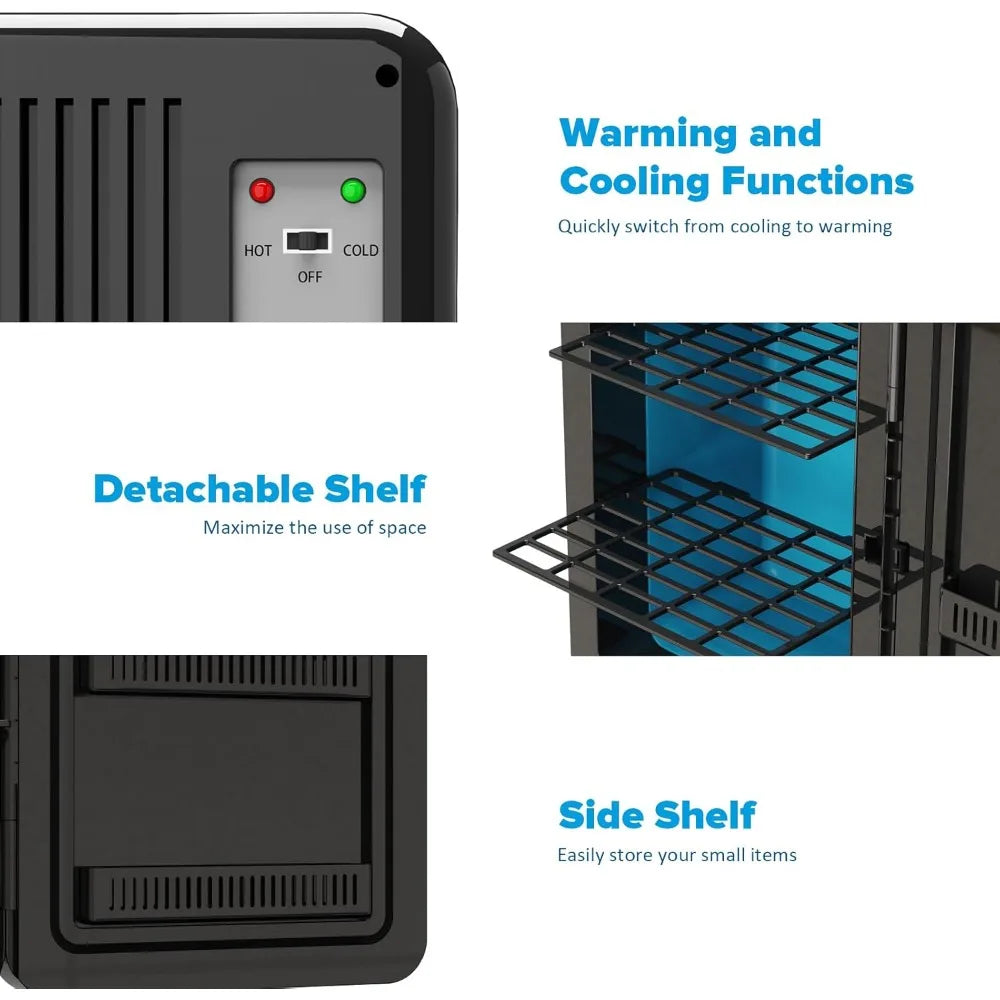 22L/30Cans Mini Fridge for Bedroom, 12v DC Portable Cooler & Warmer, Mini Refrigerator with Glass Front, for Car Office Desk & D