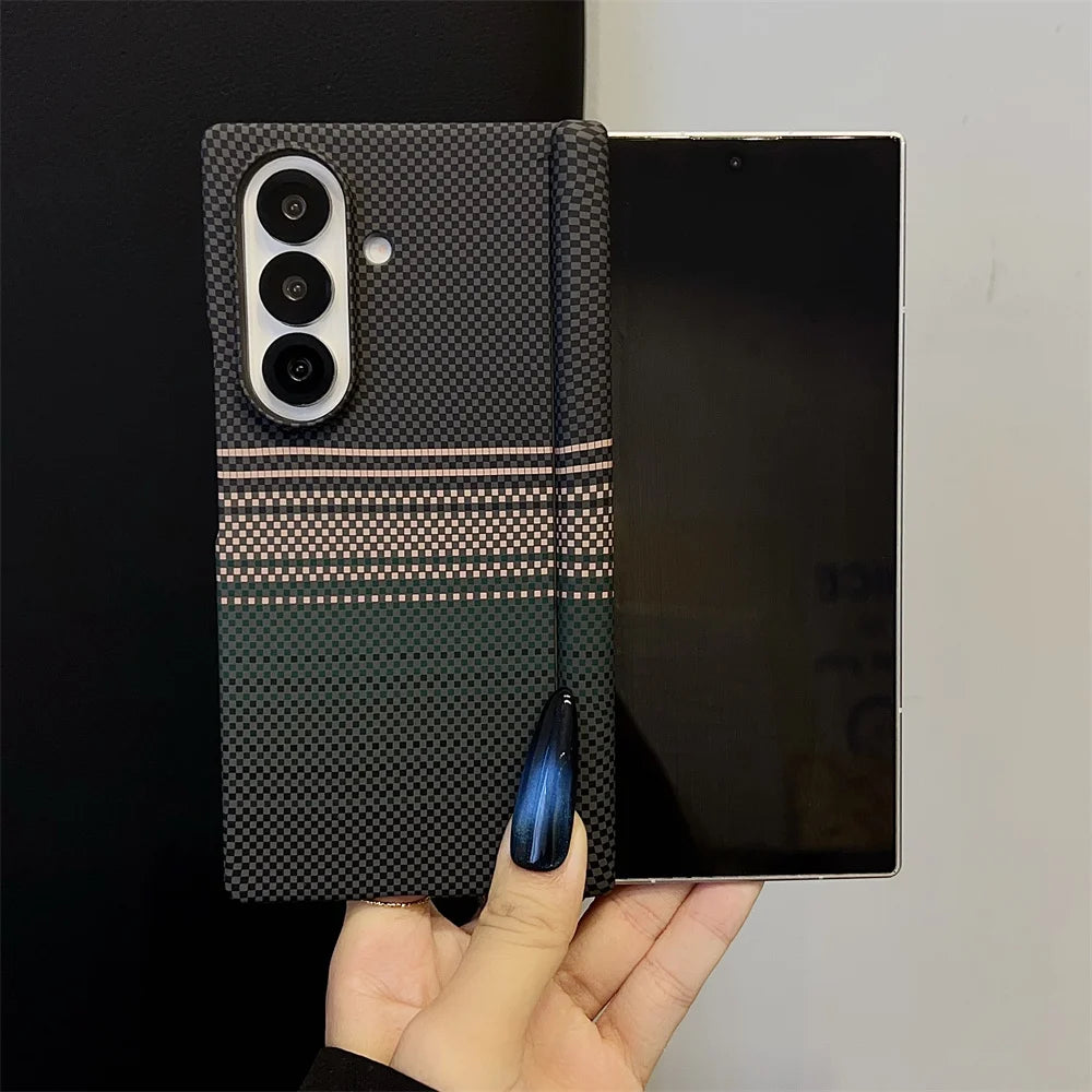 Luxury Kevlar Carbon Fiber Magnetic Phone Case For Samsung Z Fold 7 and Huawei X6 X5 Magic V5 or Vivo Fold 5 3 Pro Back Cover