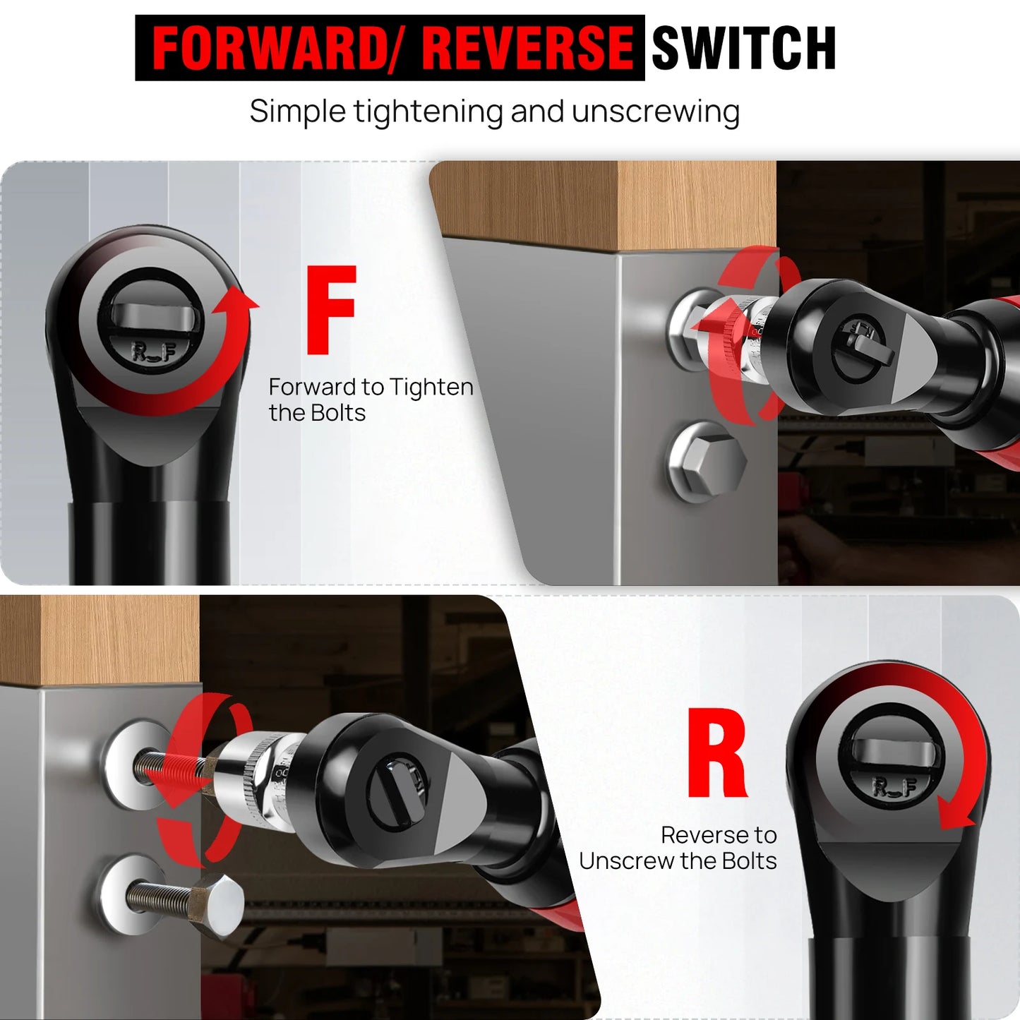 DayPlus 3/8" Cordless Electric Ratchet Wrench,12V Power Ratchet Tool 200NM with 2X 1500mAh Batteries 90° Angle Wrench,7 Sockets