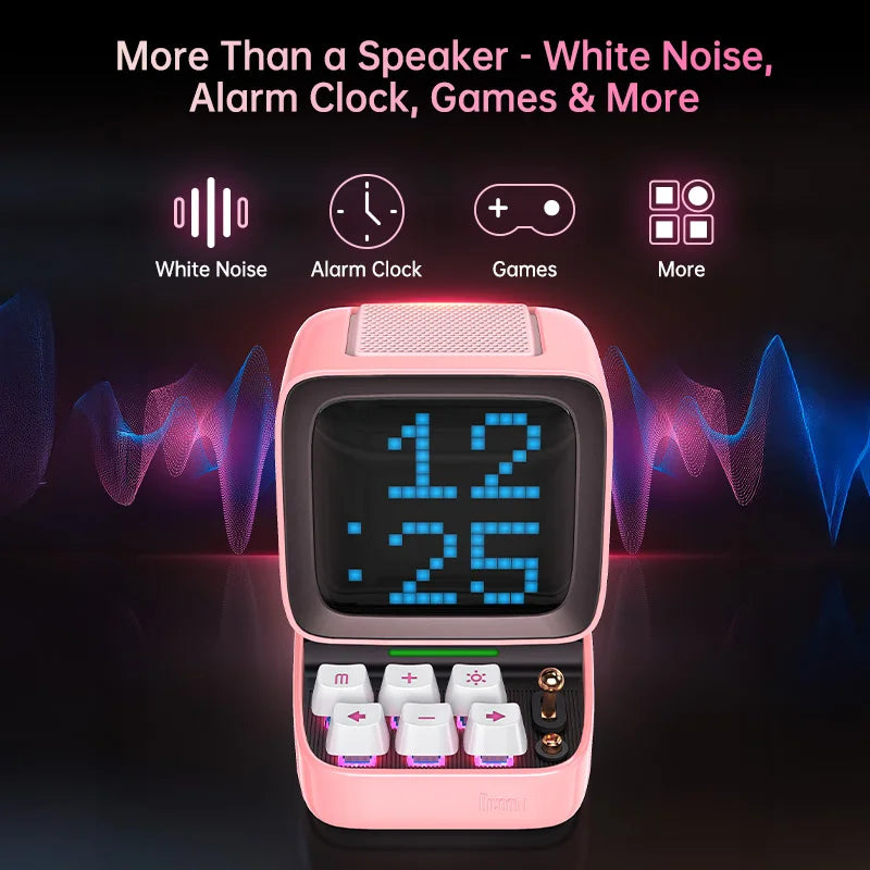 Divoom Ditoo-Pro Retro Pixel Art Bluetooth Portable Speaker Alarm Clock DIY LED Display Board, Cute Gift Home Light Decoration