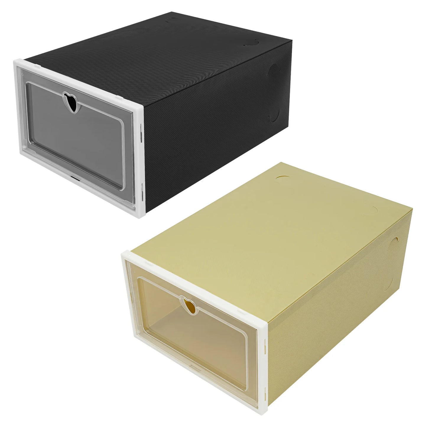 24 Pack Foldable Shoe Box Organizer Stackable Clear Shoe Boxes Plastic Sneaker Shoe Display Case