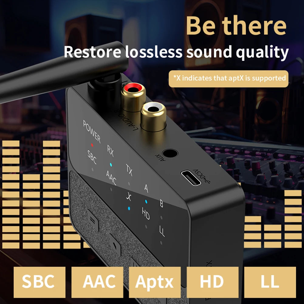 2 In 1 Bluetooth 5.3 aptX/HD/LL Audio Adapter RCA AUX 3.5MM Wireless Stereo Receiver Transmitter Low Latency Lossless Sound